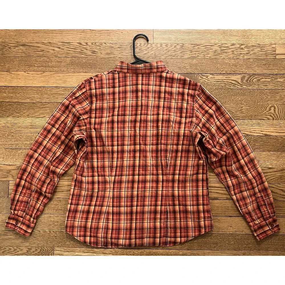 Pendleton Womens 100% Cotton Red Orange Plaid Long Sleeve Shirt Medium - Picture 2 of 9
